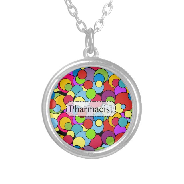 Pharmacist Gifts Whimsical Bubbles Silver Plated Necklace (Front)