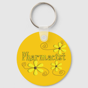 Pharmacist Gifts, Yellow Daisies Keychain