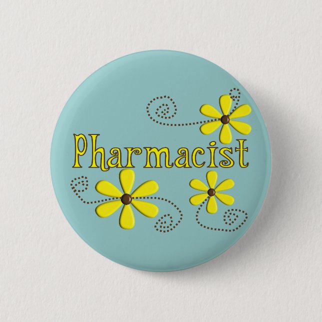 Pharmacist Gifts, Yellow Daisies Pinback Button (Front)