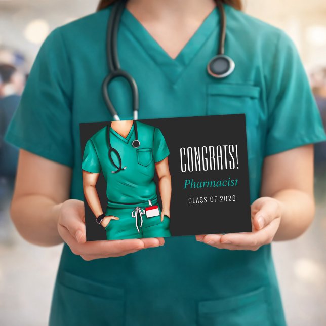 Pharmacist Graduation Congrats Card (Pharmacist graduation greeting card with clean modern design for a proud milestone)