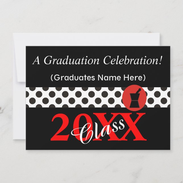 Pharmacist Graduation Invitations Black and Red (Front)