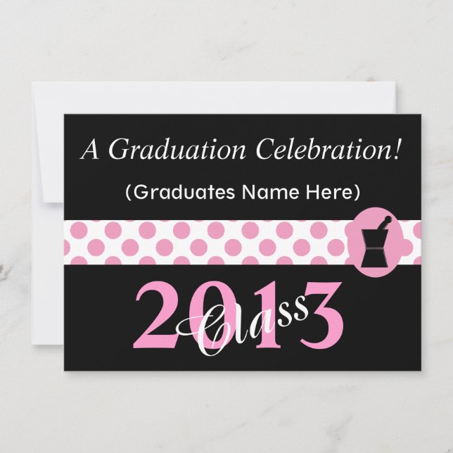 Pharmacist Graduation Invitations Pink and Black (Front)