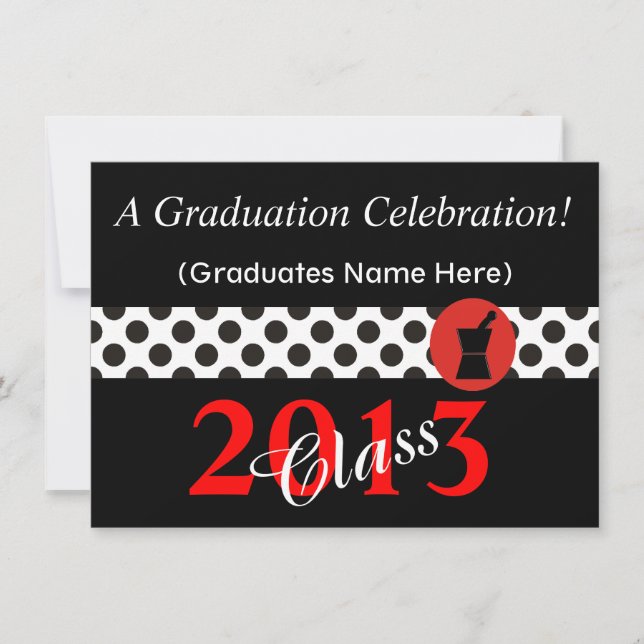 Pharmacist Graduation Invitations Red and Black II (Front)