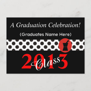 Pharmacist Graduation Invitations Red and Black II