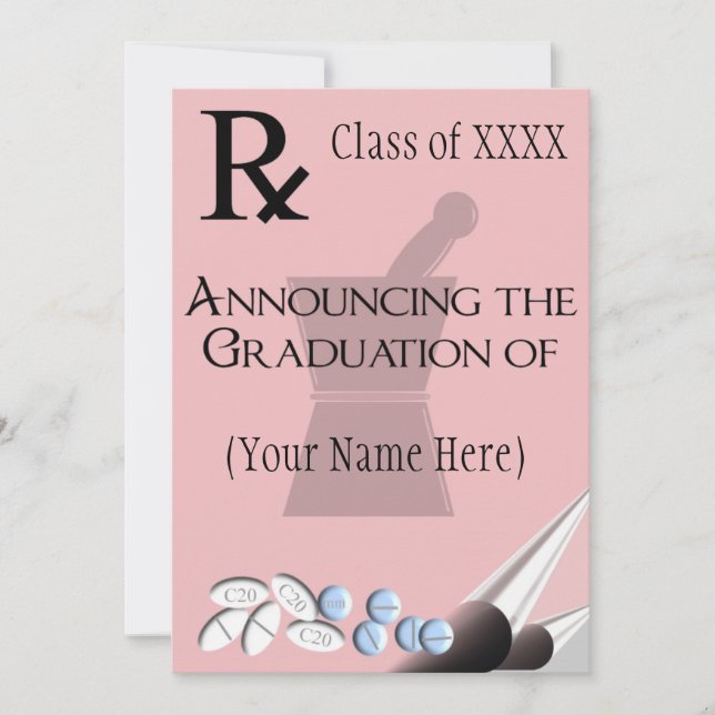 Pharmacist Graduation Invitations Rx Pad Design 5 (Front)