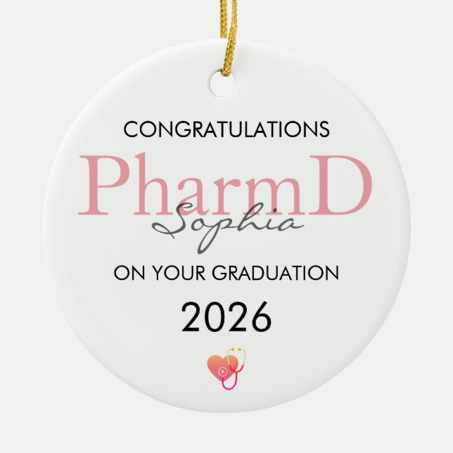 Pharmacist Graduation Personalized Name Year Ceramic Ornament (Front)