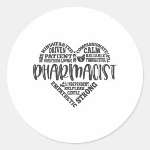 Pharmacist, heart gift, subway art classic round sticker