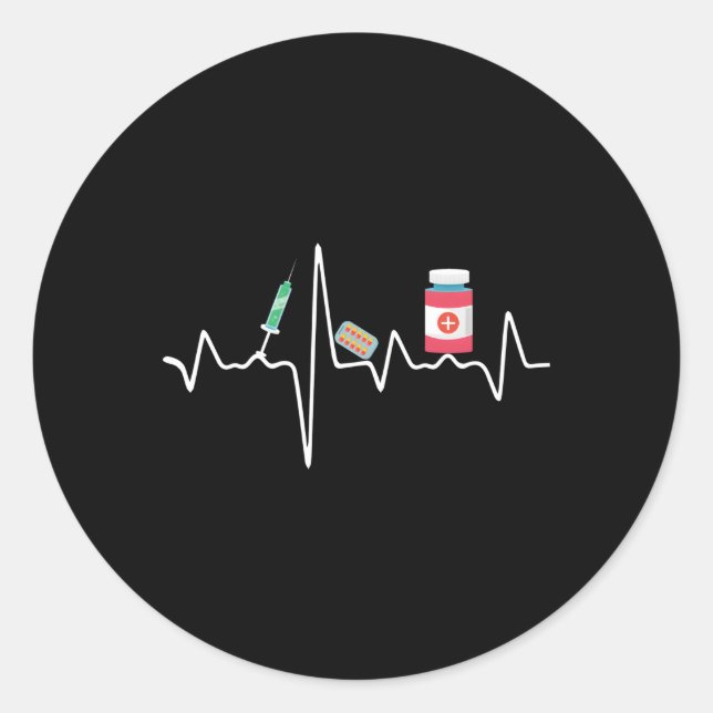Pharmacist Hebeat Pharmacist Technician Classic Round Sticker (Front)