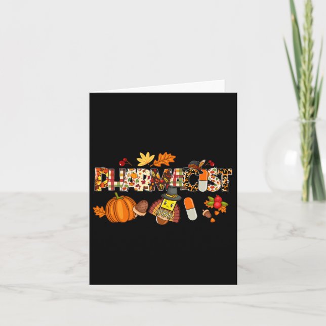 Pharmacist Leopard Pilgrim Hat Fall Thanksgiving G Card (Front)
