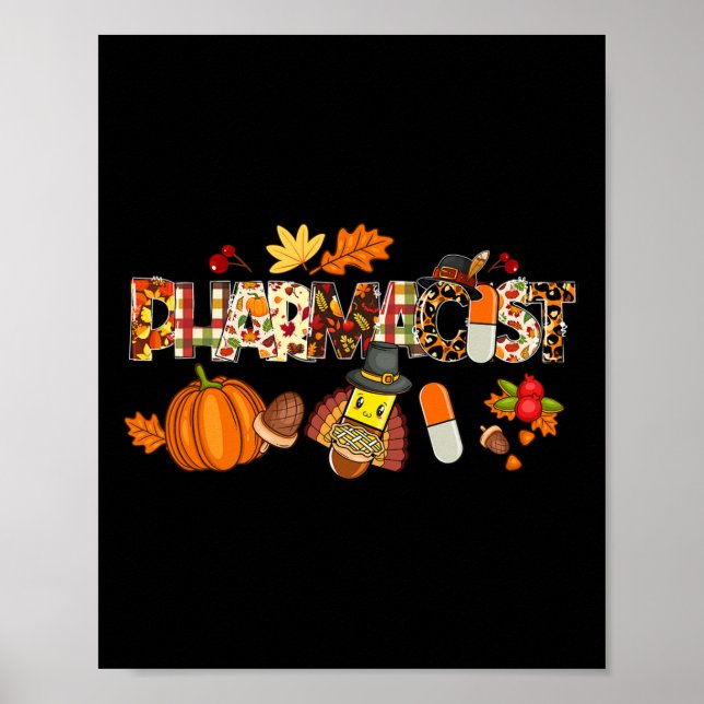 Pharmacist Leopard Pilgrim Hat Fall Thanksgiving G Poster (Front)