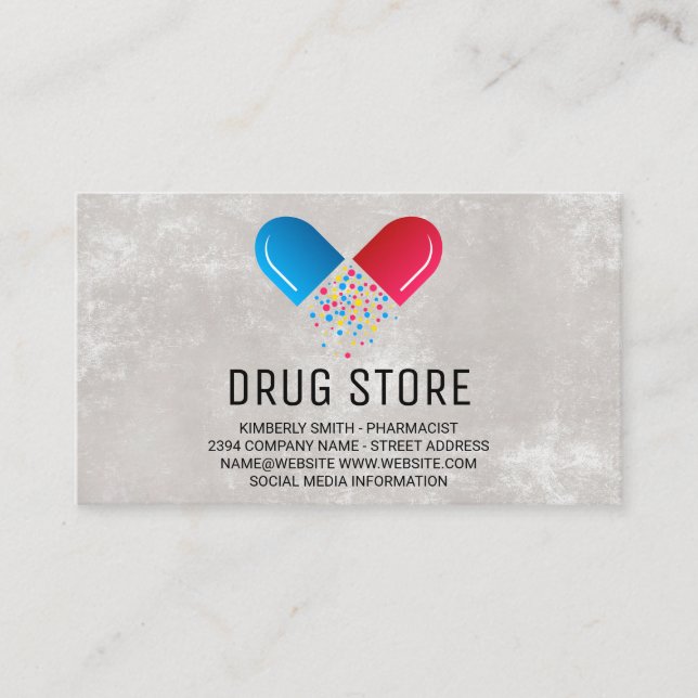 Pharmacist | Medicine Pill Opened Logo Business Card (Front)