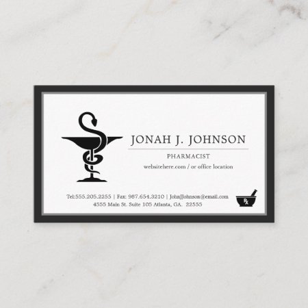 Pharmacist Minimalist Black Border Business Card