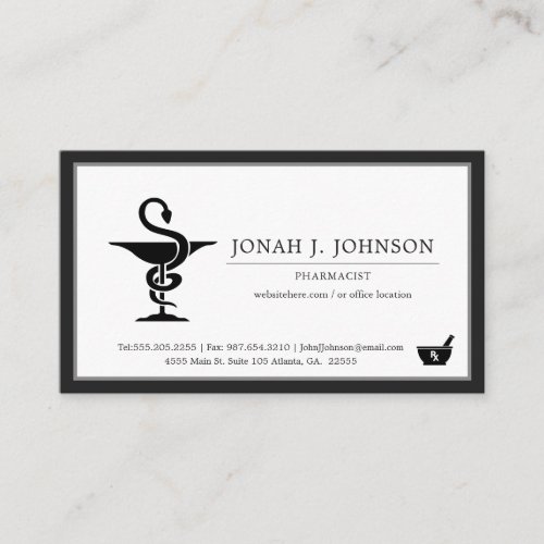 Pharmacist Minimalist Black Border Business Card