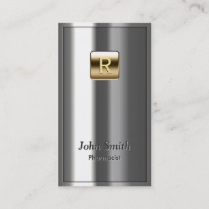 Pharmacist Monogram Gold Logo Metallic Business Card