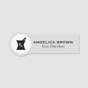 Pharmacist Mortar Pestle Logo Name Tag