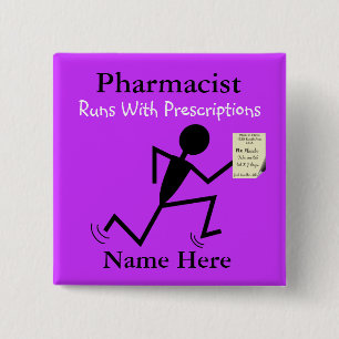 Pharmacist Name Pins Badge Purple