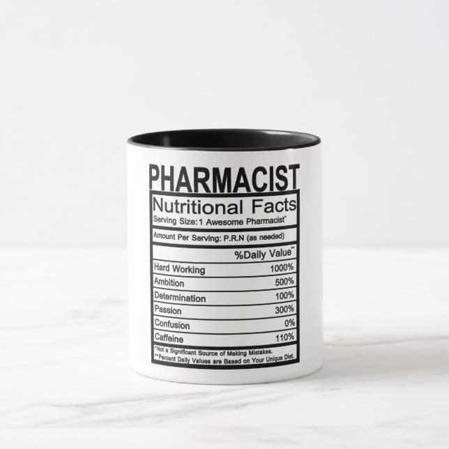 Pharmacist Nutritional Facts Mug (Center)