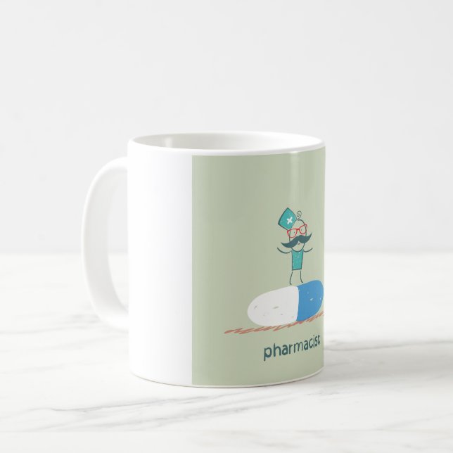 Pharmacist on Blue Pill Capsule Coffee Mug (Front Left)