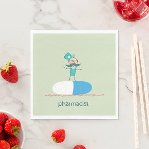 Pharmacist on Blue Pill Capsule Napkins