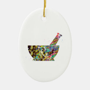 Pharmacist Pestle and Mortar Ceramic Ornament