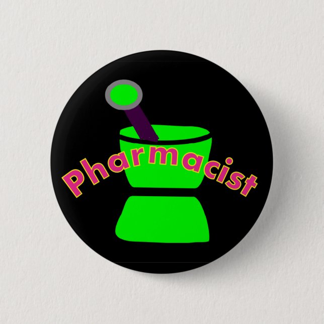"Pharmacist"  Pestle & Mortar Design Gifts Pinback Button (Front)