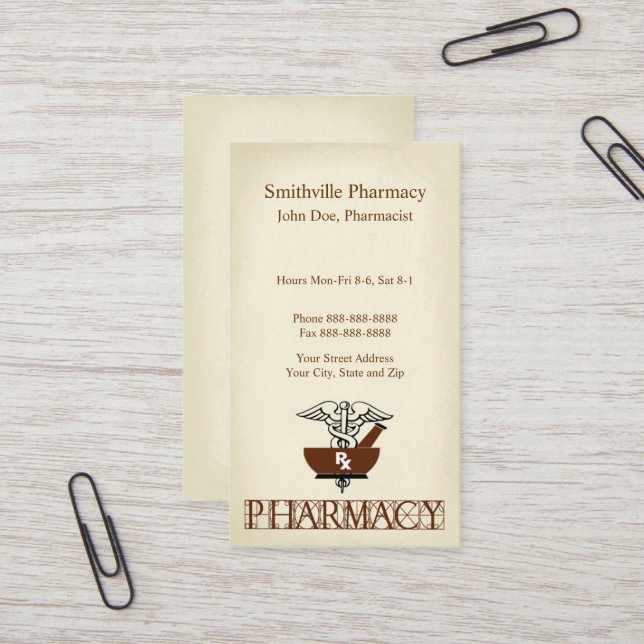 Pharmacist Pharmacy Business Card (Front/Back In Situ)