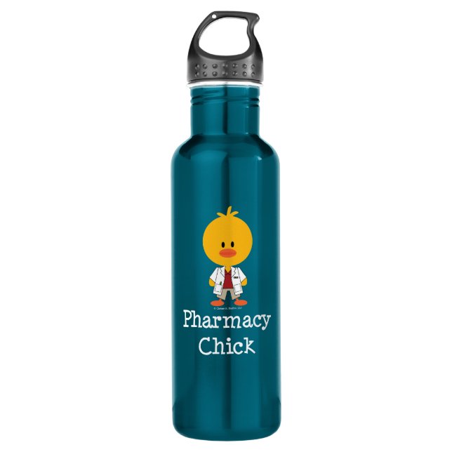 Pharmacist Pharmacy Chick Stainless Steel Water Bottle (Front)