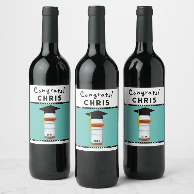 Pharmacist Pharmacy School Graduation Party Gift Wine Label (Bottles)