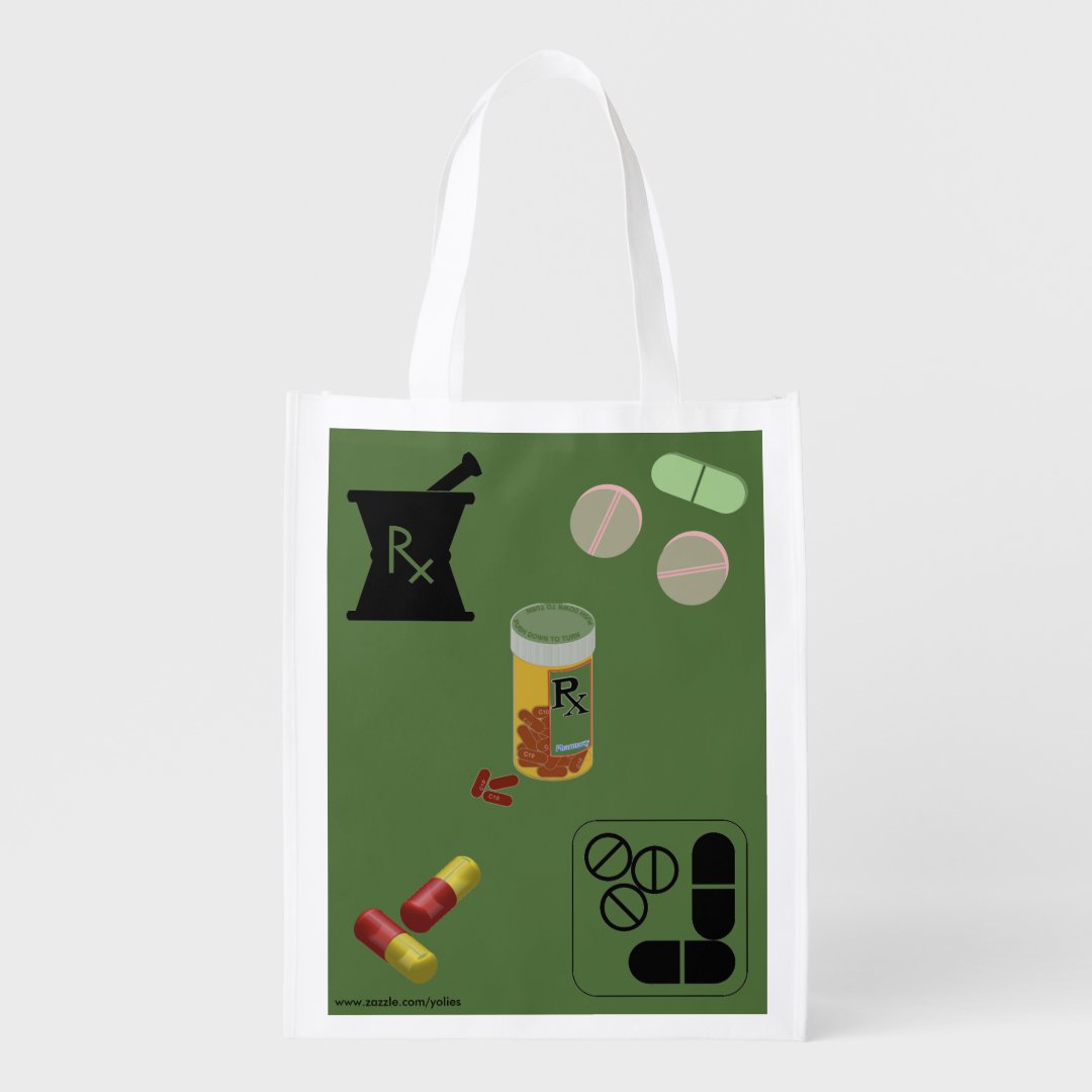 Pharmacy Pattern Print Leather Tote Bag main image 0