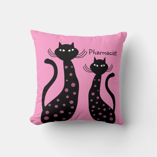 Pharmacist Pillow Black Cats (Front)