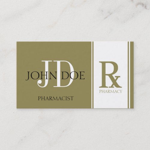 Pharmacist/Prescription Pharmacy Antique Gold Business Card Template