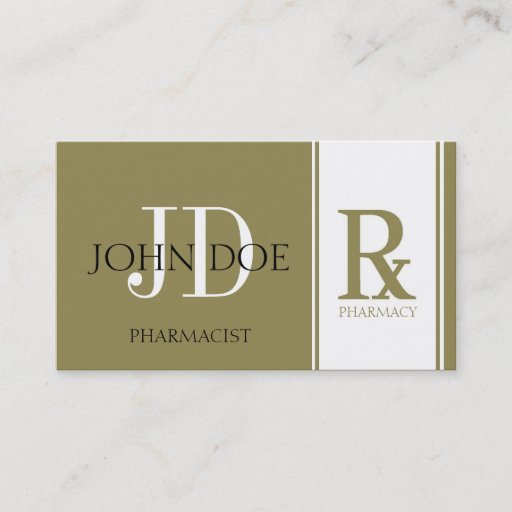 Customizable Pharmacist/Prescription Pharmacy Antique Gold Business Card Template