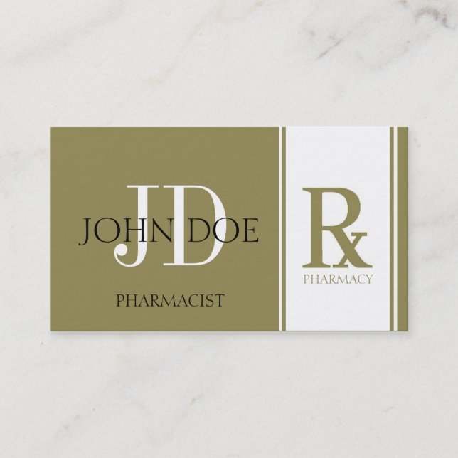 Pharmacist/Prescription Pharmacy Antique Gold Business Card (Front)