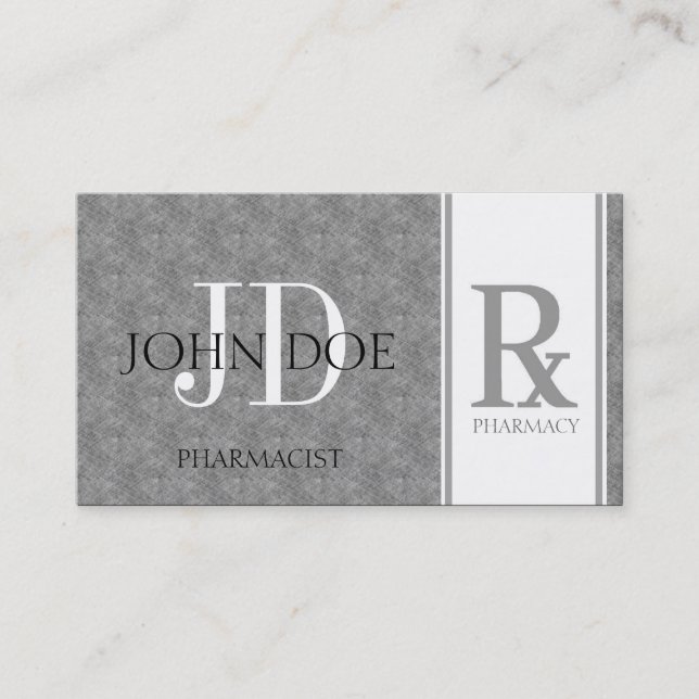 Pharmacist/Prescription Pharmacy Blue Grey Marble Business Card (Front)