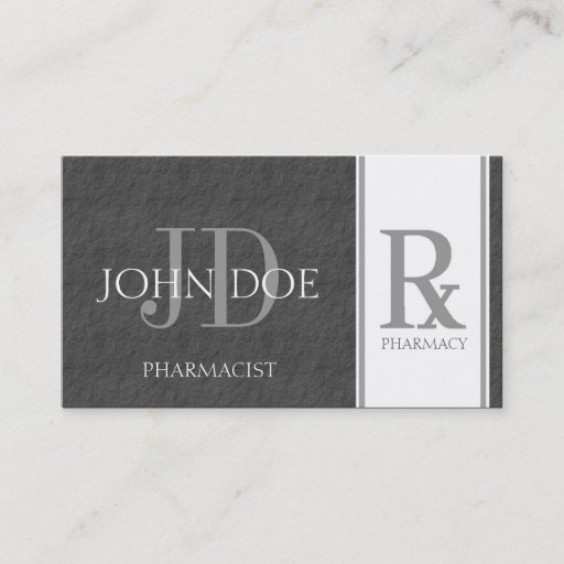 Customizable Pharmacist/Prescription Pharmacy Dark Grey Slate Business Card Templates