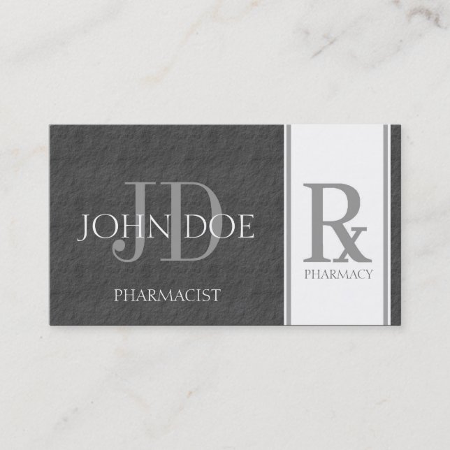 Pharmacist/Prescription Pharmacy Dark Grey Slate Business Card (Front)
