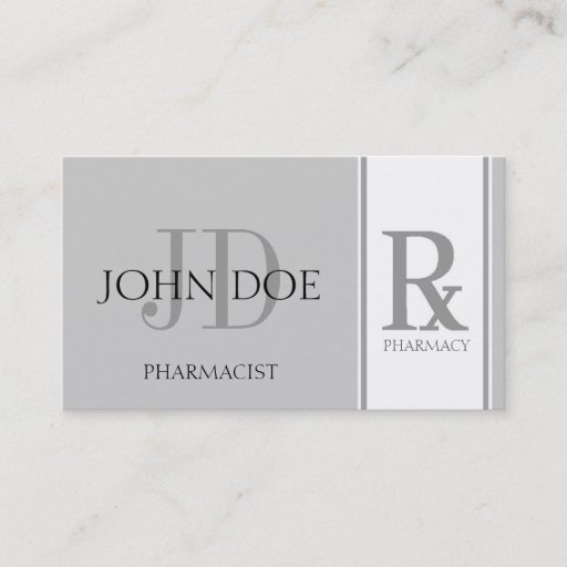 Customizable Pharmacist/Prescription Pharmacy Silver Business Card Templates