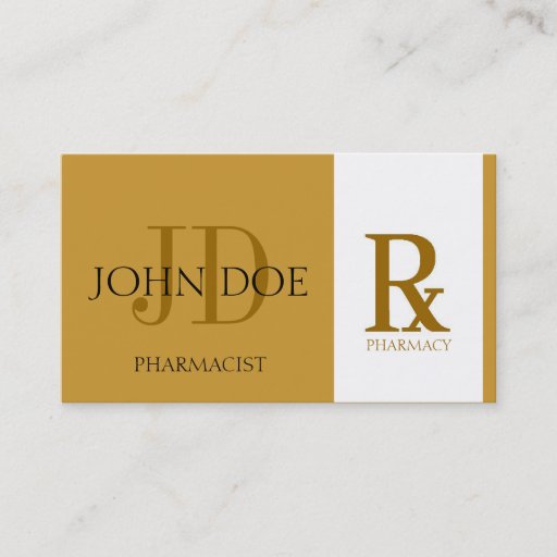 Customizable Pharmacist/Prescription Pharmacy Yellow Gold Business Card Template