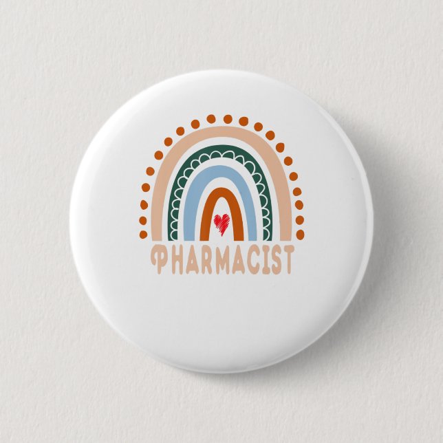 Pharmacist Rainbow Cute Appreciation Essential Wor Button (Front)
