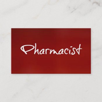 Pharmacist Red Business Card by businessCardsRUs at Zazzle