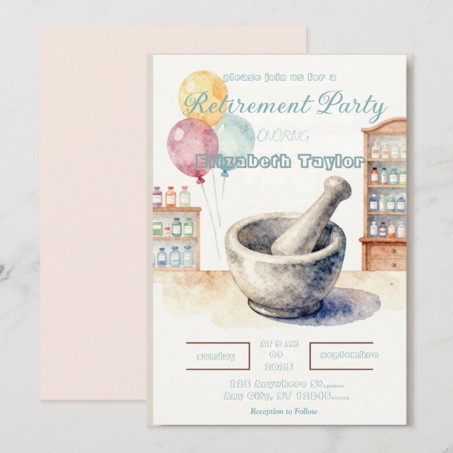 Pharmacist Retirement Party Invitation (Front/Back)
