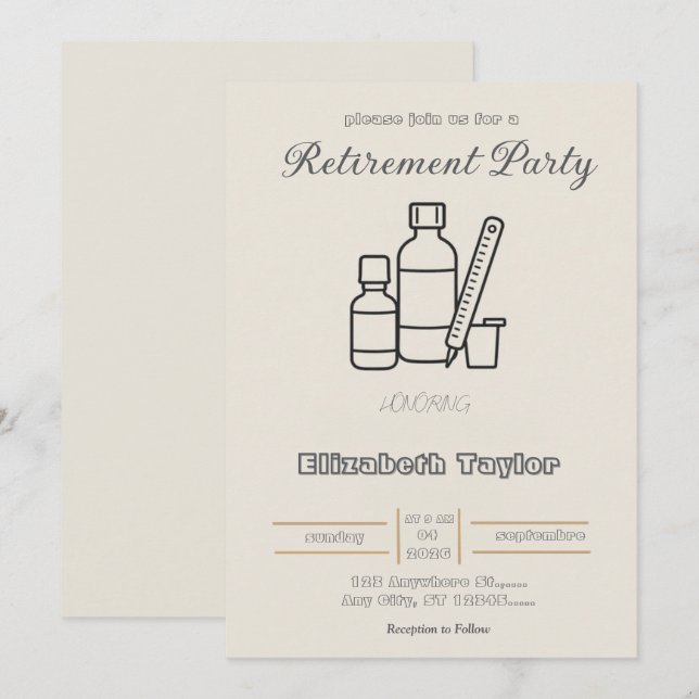 Pharmacist Retirement Party Invitation (Front/Back)