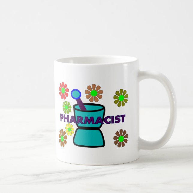 "Pharmacist"  Retro Flowers T-Shirts & Gifts Coffee Mug (Right)