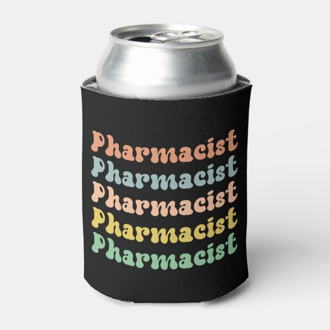 Pharmacist Retro Groovy Pharmacy Can Cooler (Can Front)