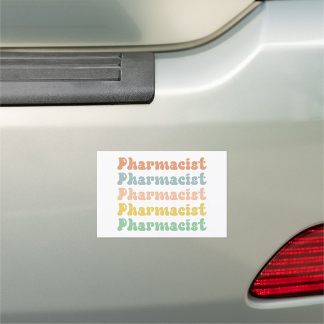 Pharmacist Retro Groovy Pharmacy Car Magnet (In Situ)