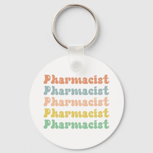 Pharmacist Retro Groovy Pharmacy Keychain