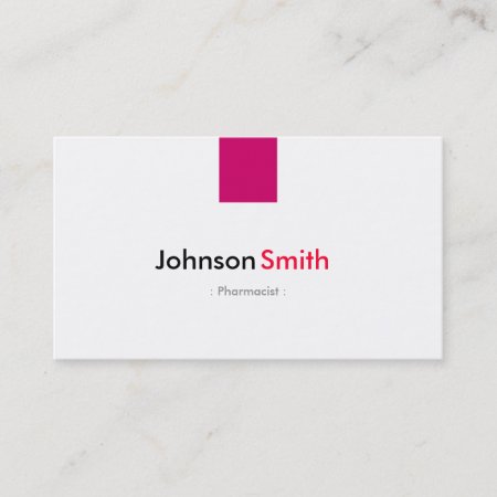 Pharmacist - Simple Rose Pink Business Card