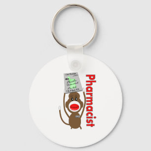 Pharmacist Sock Monkey Design---Adorable Gifts Keychain