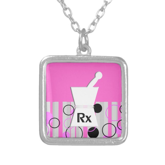 Pharmacist Sterling Necklace Retro Style Pink (Front)
