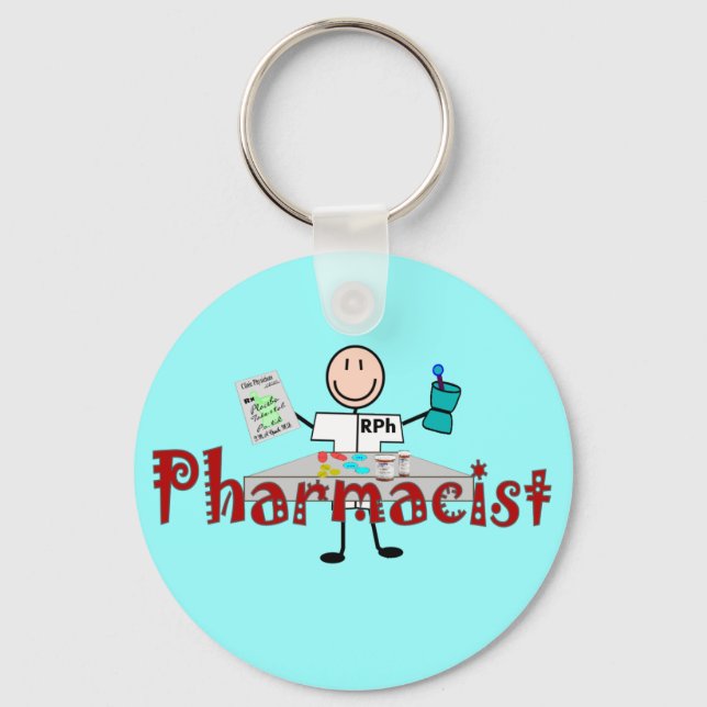Pharmacist Stick Person--Gifts Keychain (Front)